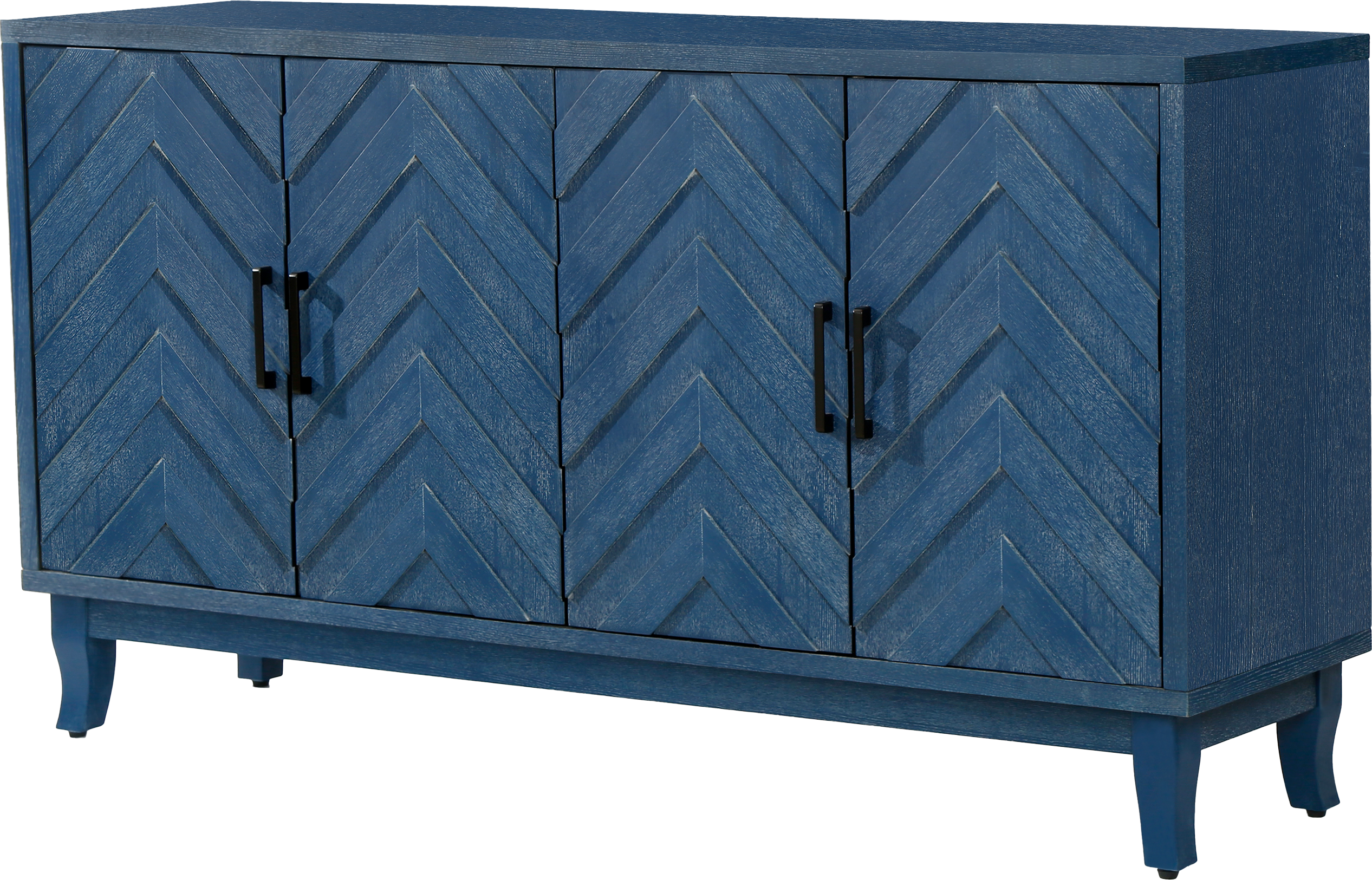 Stronger Vintage Style Buffet Cabinet Lacquered Accent Storage 4 Door Wooden