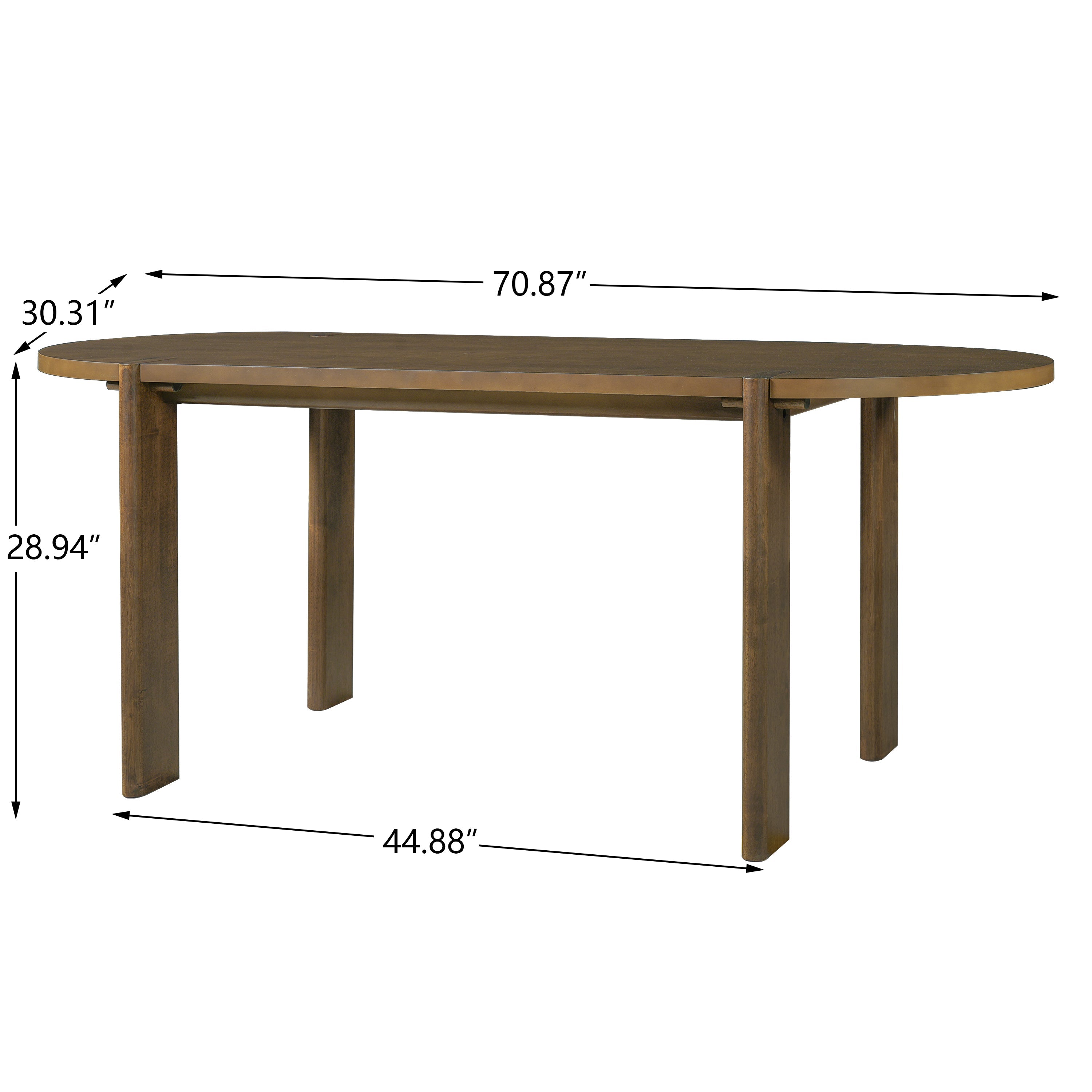 7 Pieces Modern Oval Dining Set, Rustic Farmhouse Solid Wood Kitchen Table Set for 6