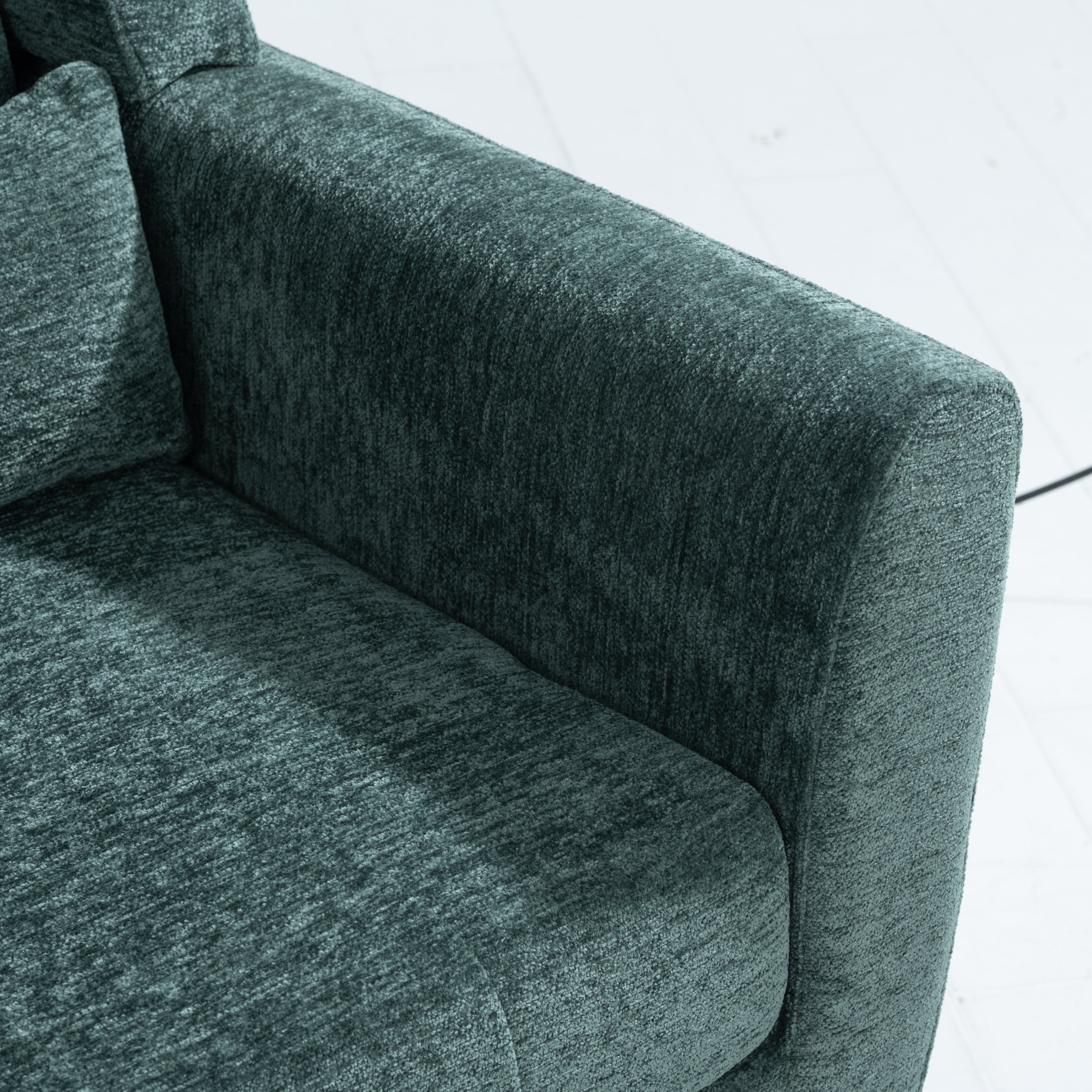Modern Accent Chair Upholstered Foam Filled Living Room Chairs Comfy Reading Chair Mid Century Modern Chair (Blackish Green)