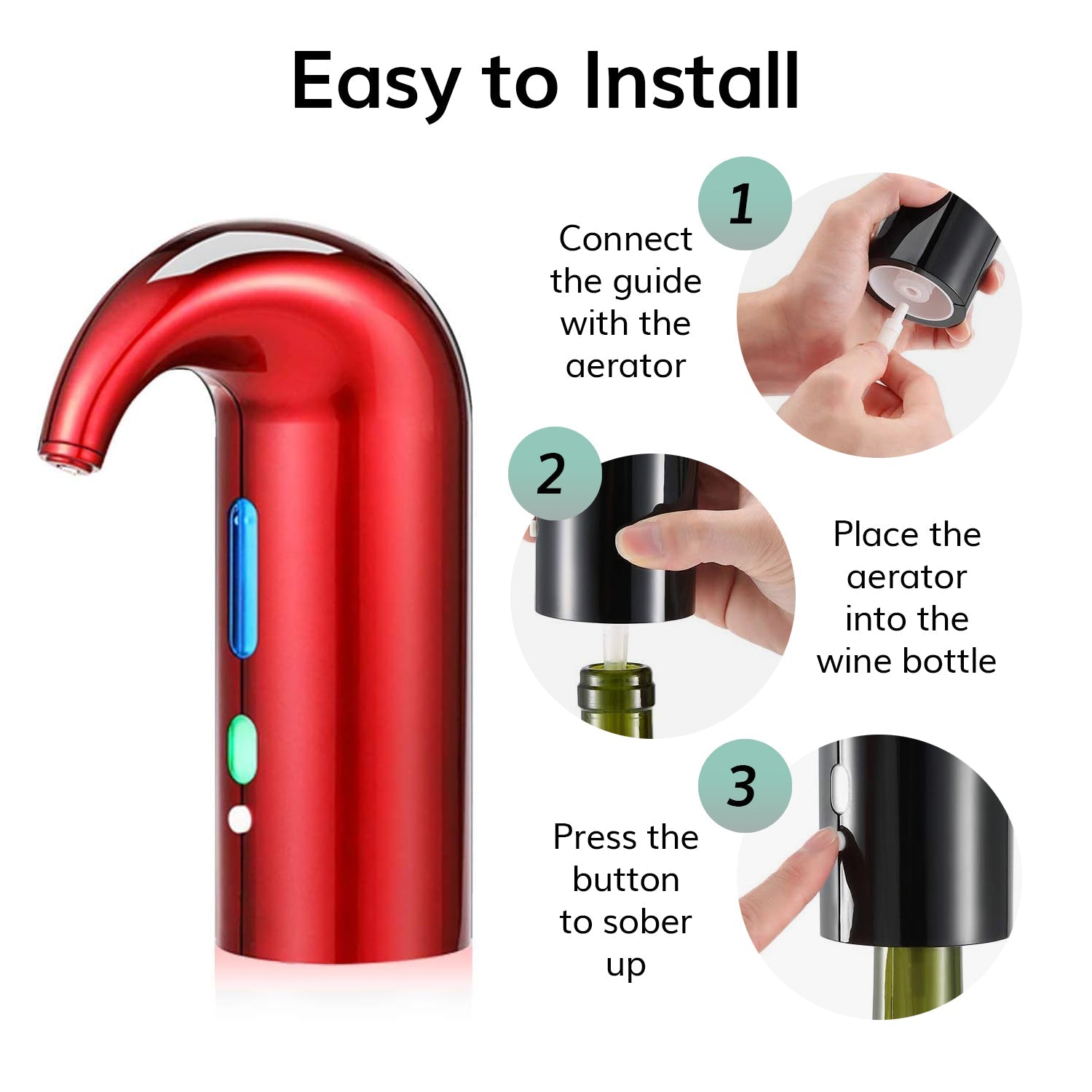 Electric Wine Aerator Dispenser Portable Premium Wine Accessory For Red White Wines Touch Activated