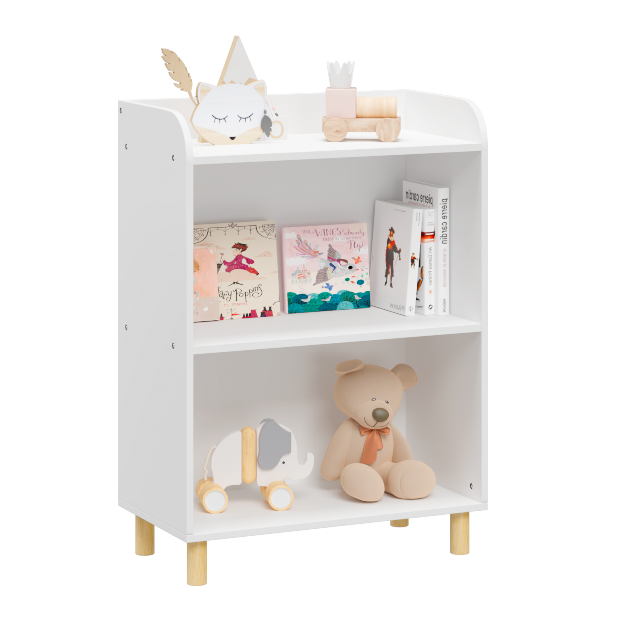 Kids 3-Tier Bookcase Children's Book Display Bookshelf Toy Storage Cabinet Organizer for Children's Room