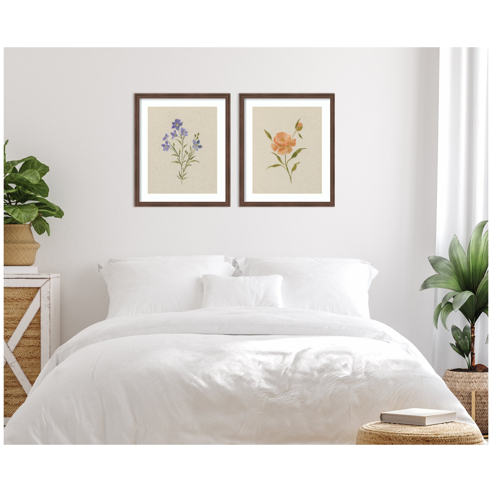 AQ Simple Blooms 2 Piece Framed Wall Art Print Set by Annie Quigley