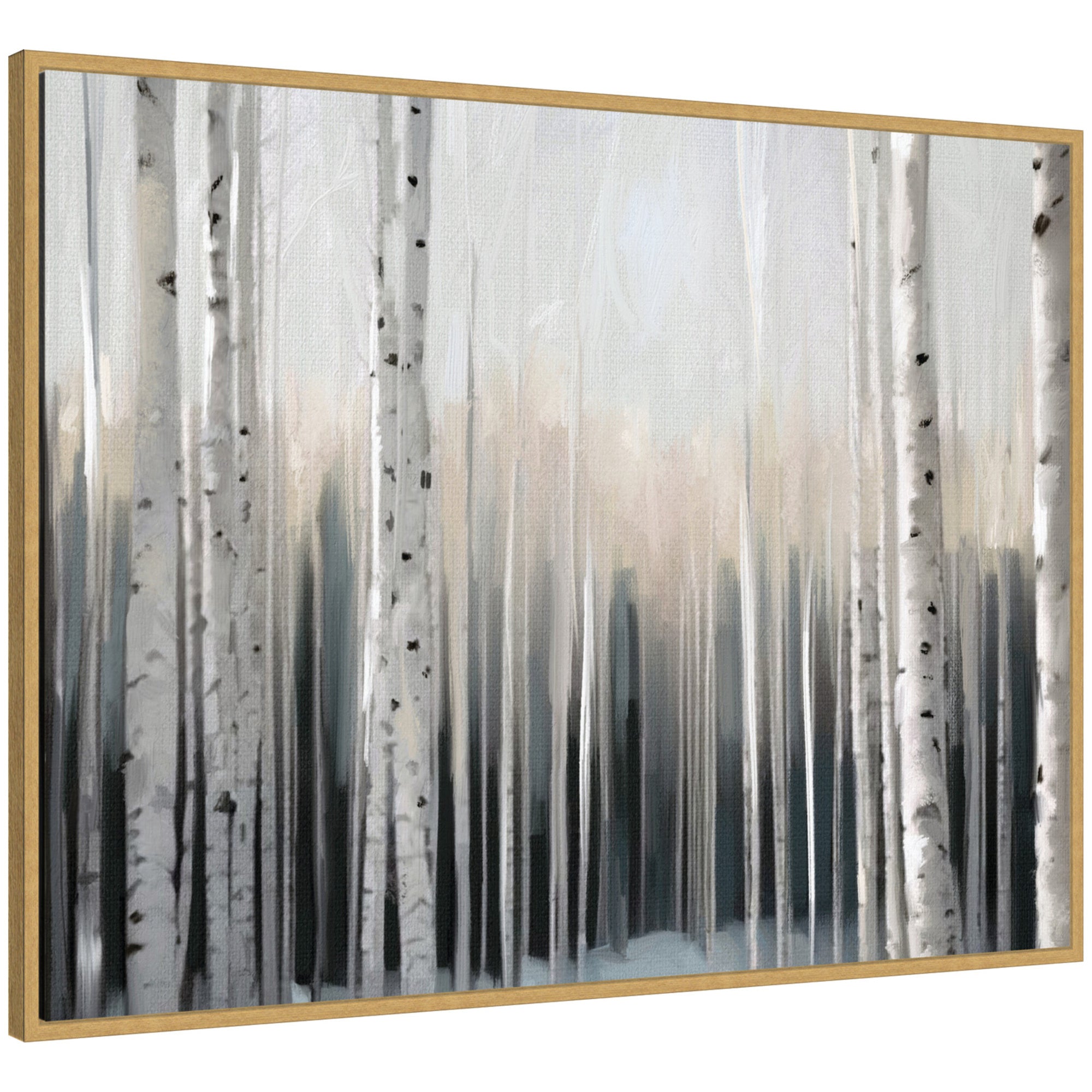 Sylvie Birch Tree Glow Framed Canvas by Mary Sparrow