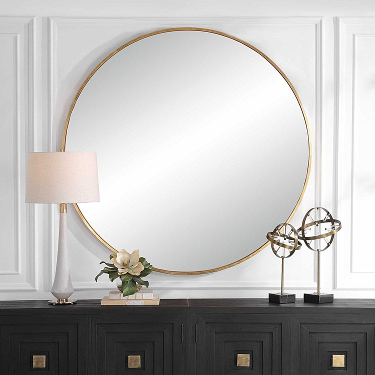 Louis Large Round Mirror, Gold