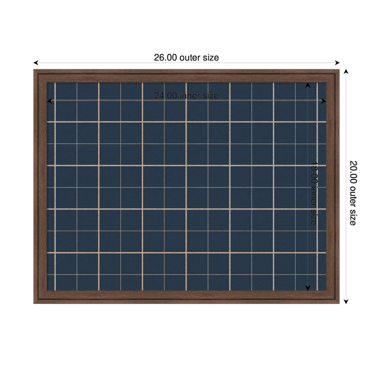 Framed Fabric Pinboard Navy Blue Plaid Wall Organization