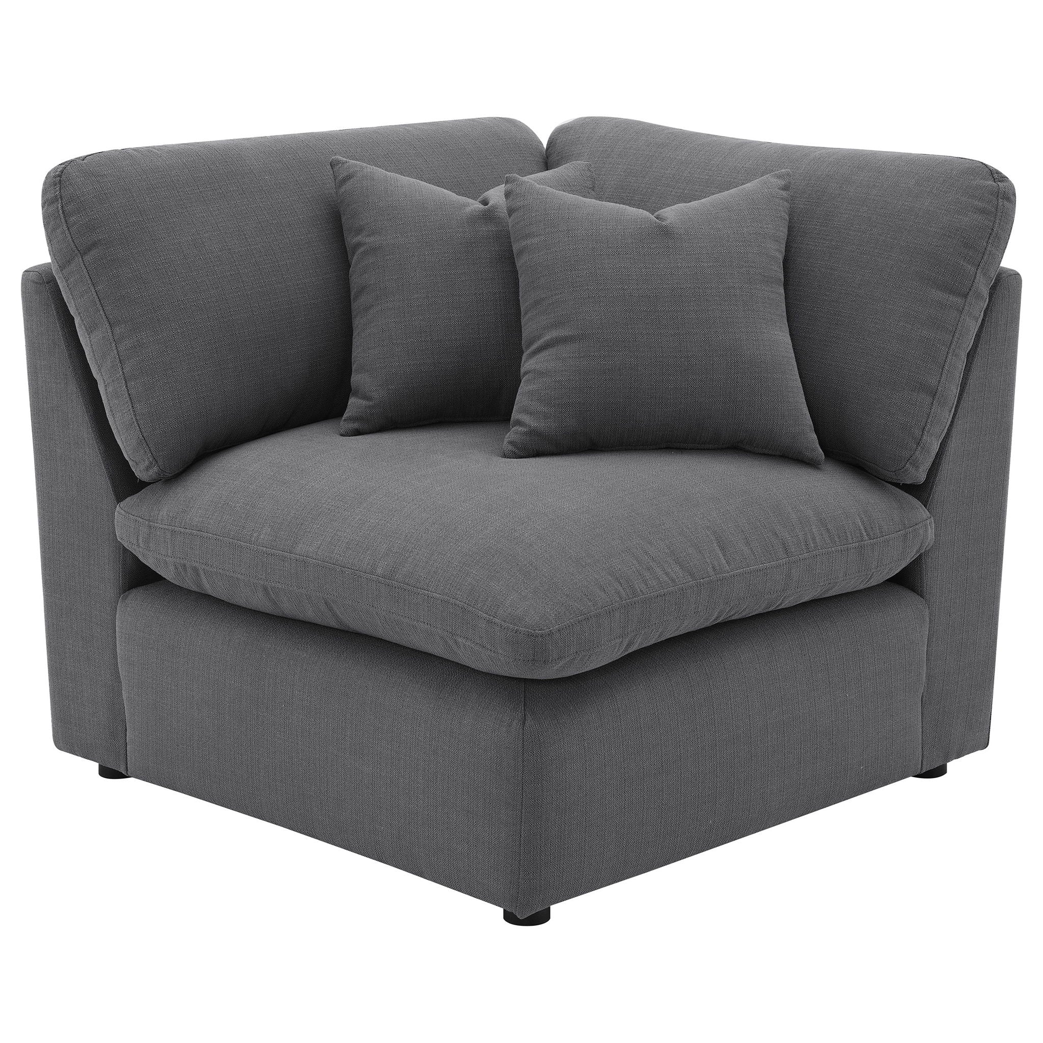 6 Piece Upholstered Modular Sectional Sofa With Reversible Cushions And Ottoman - Charcoal