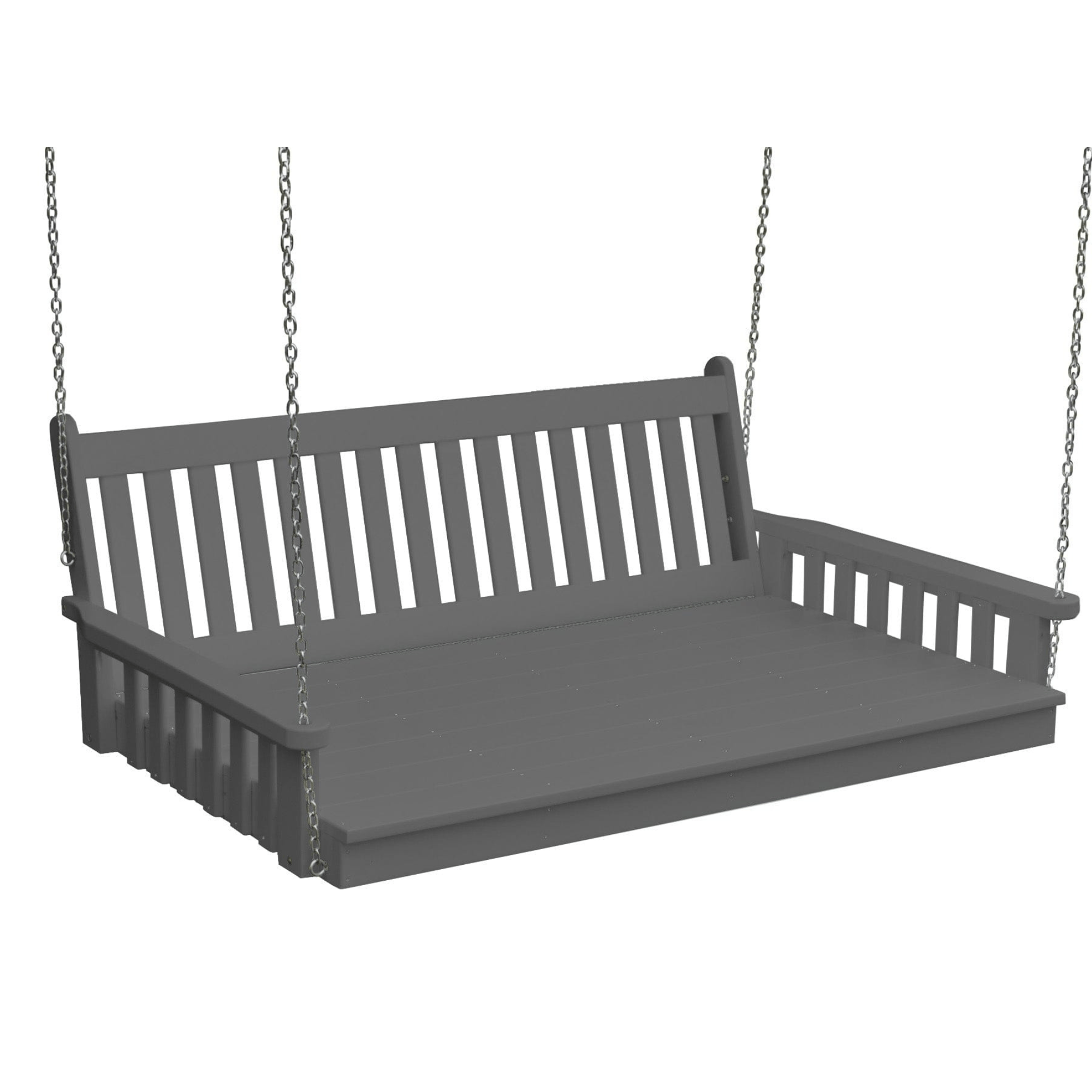 Keystone Amish Co. 6 Foot Franklin Recycled Plastic Swing Bed, Dark Gray