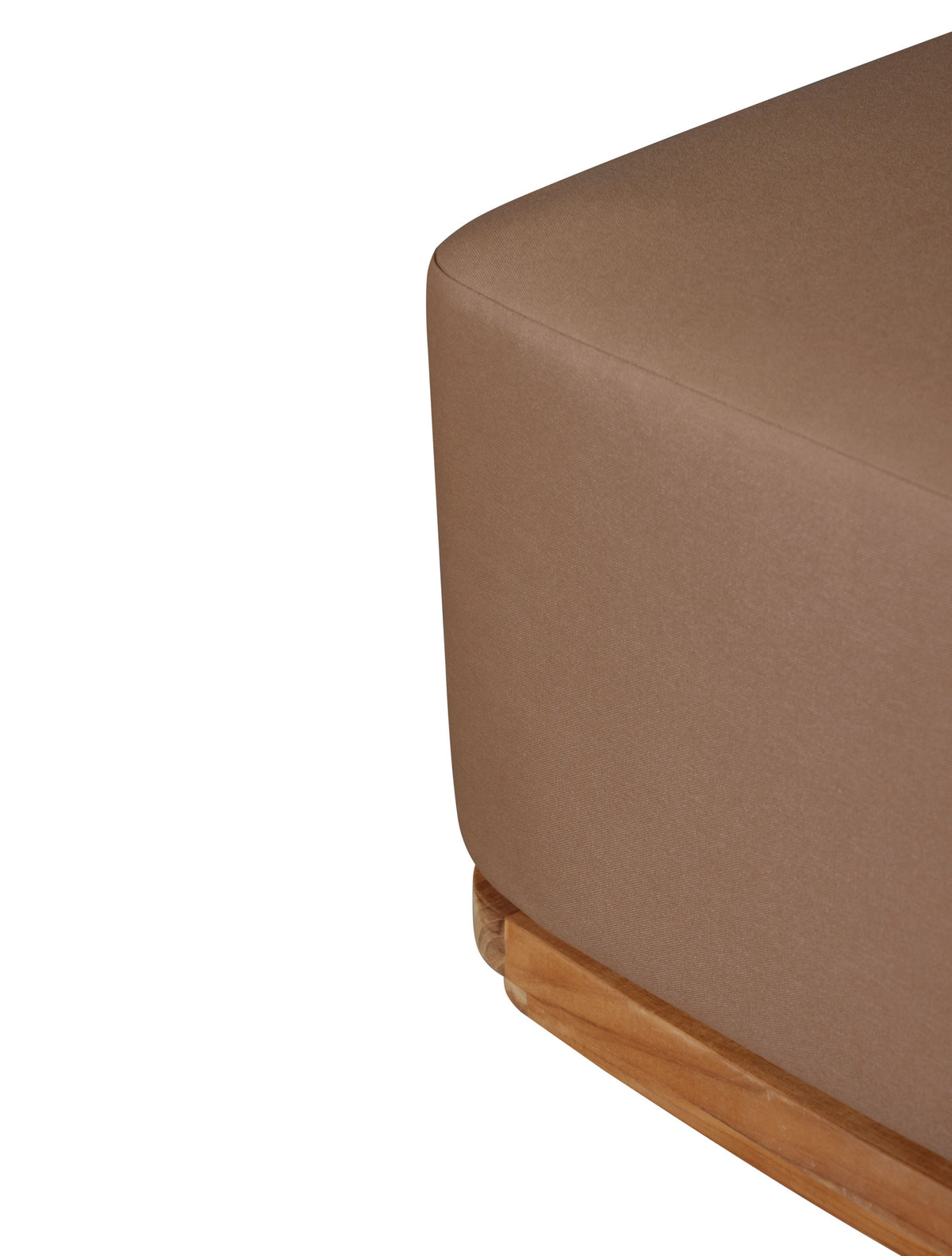 Eclipse Outdoor Solid Teak Wood Ottoman - Light Brown Fabric