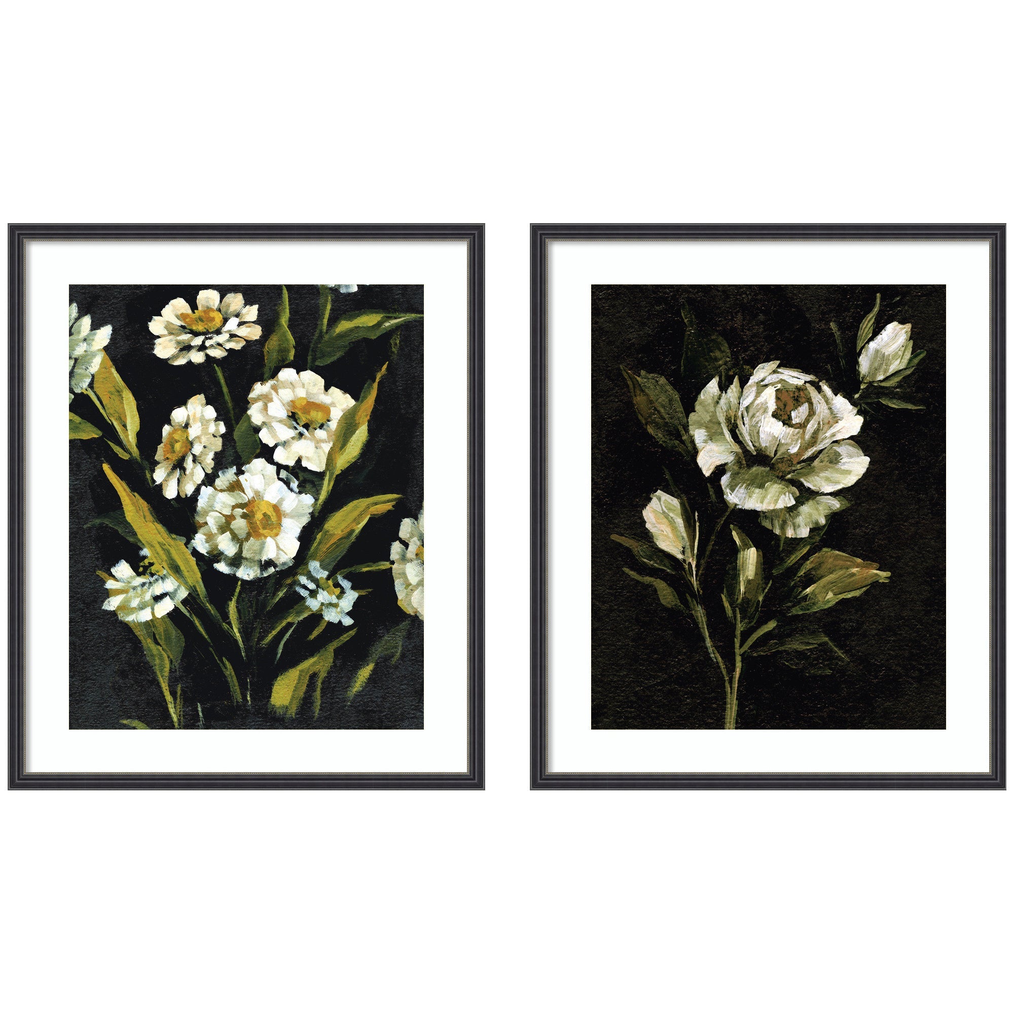 Moody Floral 1 & 2 2 Piece Framed Wall Art Print Set by Annie Quigley