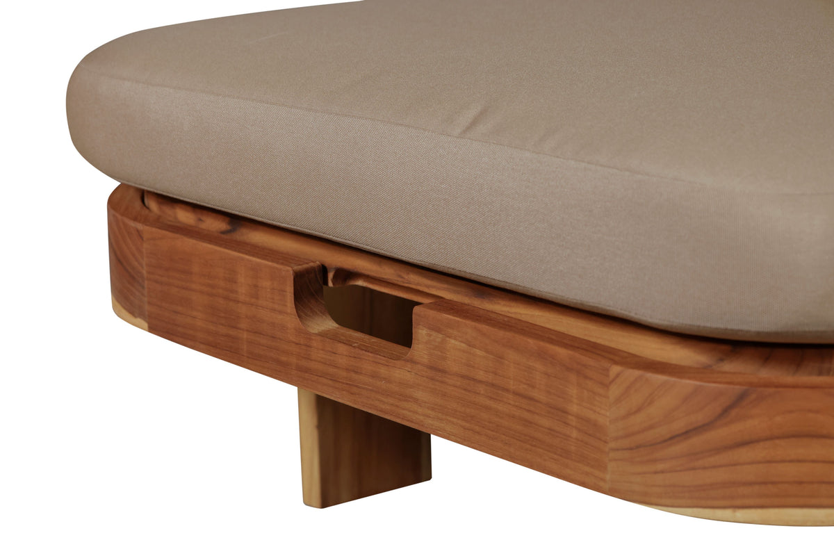 Eclipse Outdoor Solid Teak Wood Sun Lounger - Light Brown Fabric