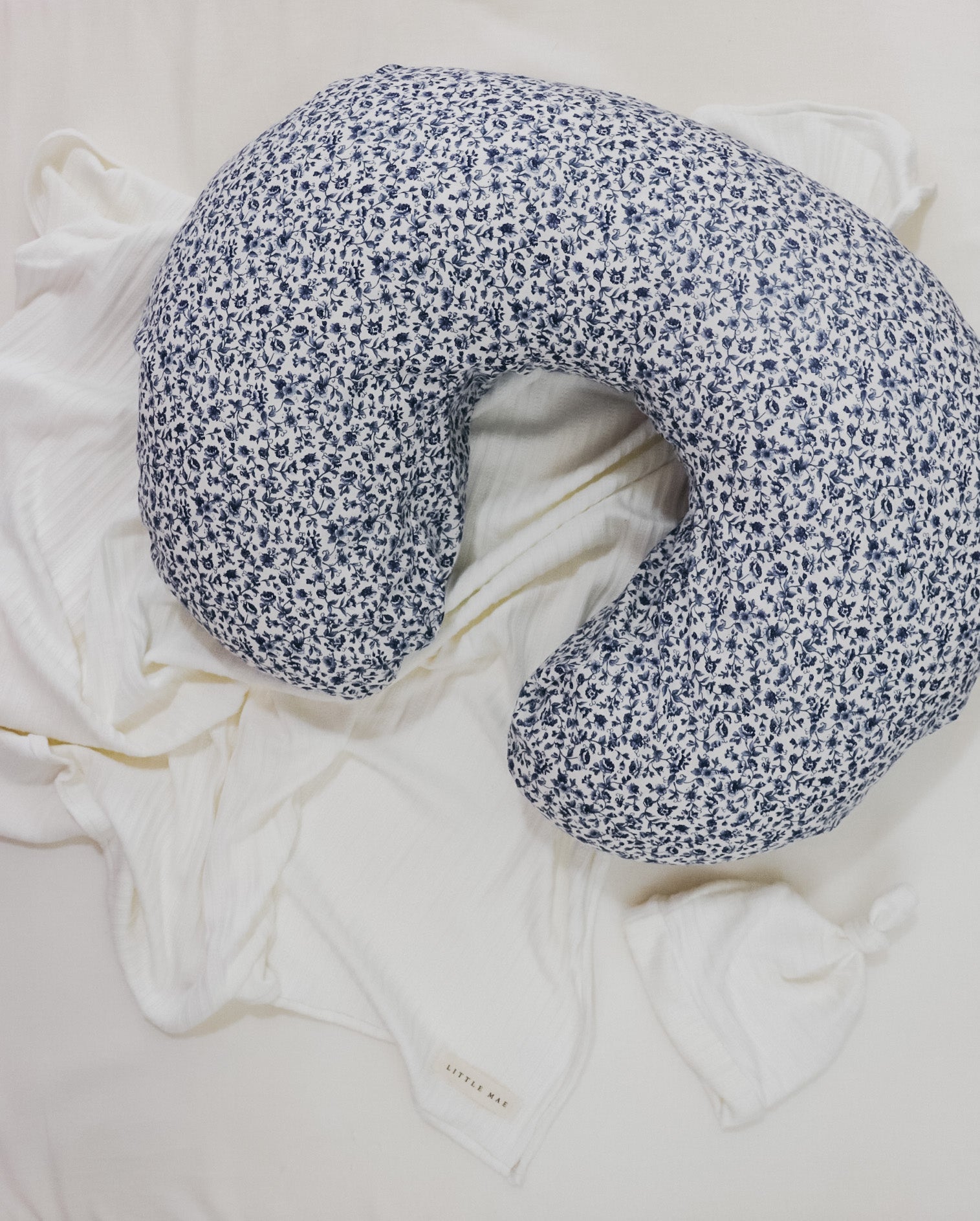 Blue Floral Nursing Pillow Cover