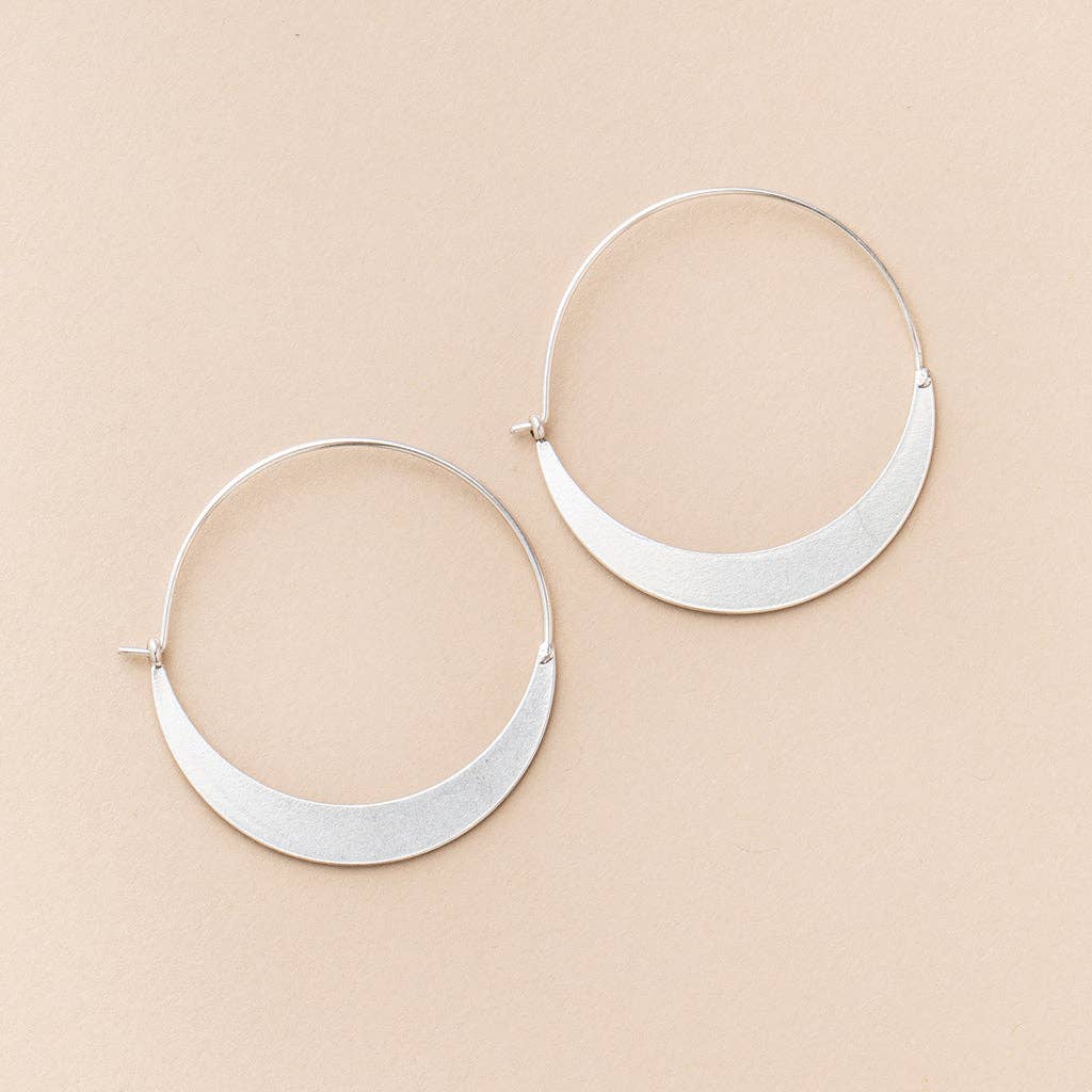 Refined Earring  - Crescent Hoop/Sterling Silver