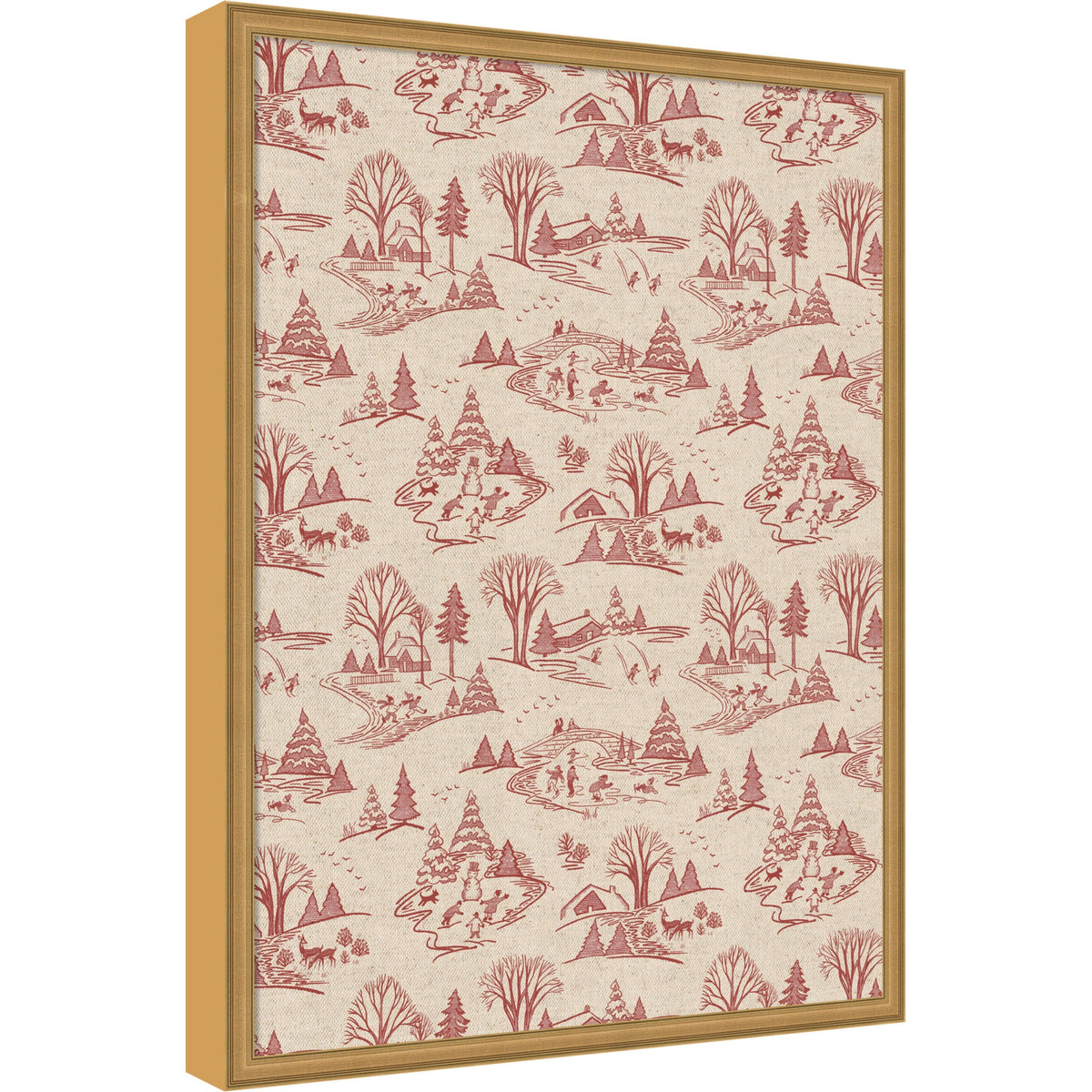 Kate and Laurel Framed Fabric Pinboard Wonderland Red Toile