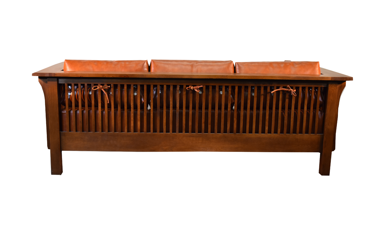 Mission Crofter Sofa - Solid Quarter Sawn Oak and Leather Cushions