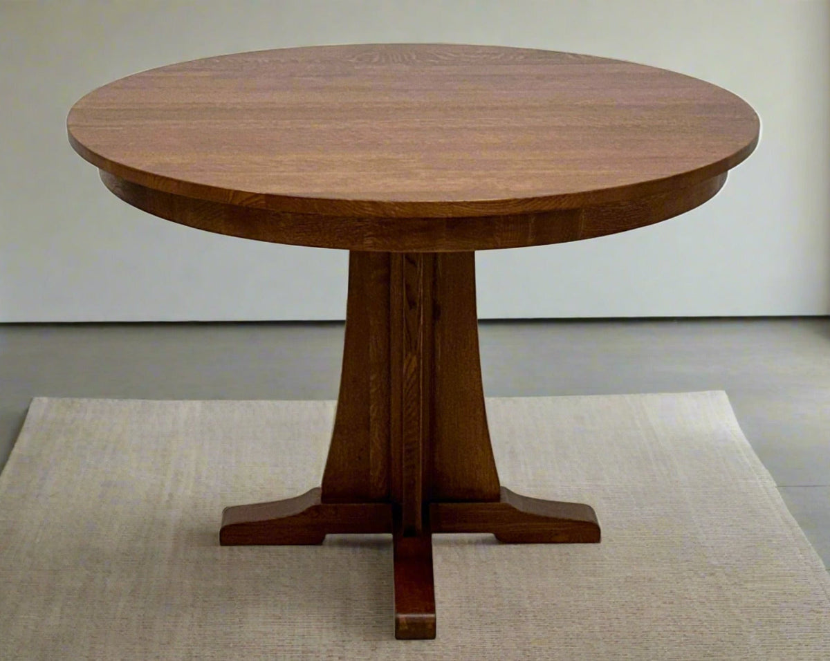 Mission Quarter Sawn Oak Round Dining Table, Kitchen Table - 40"