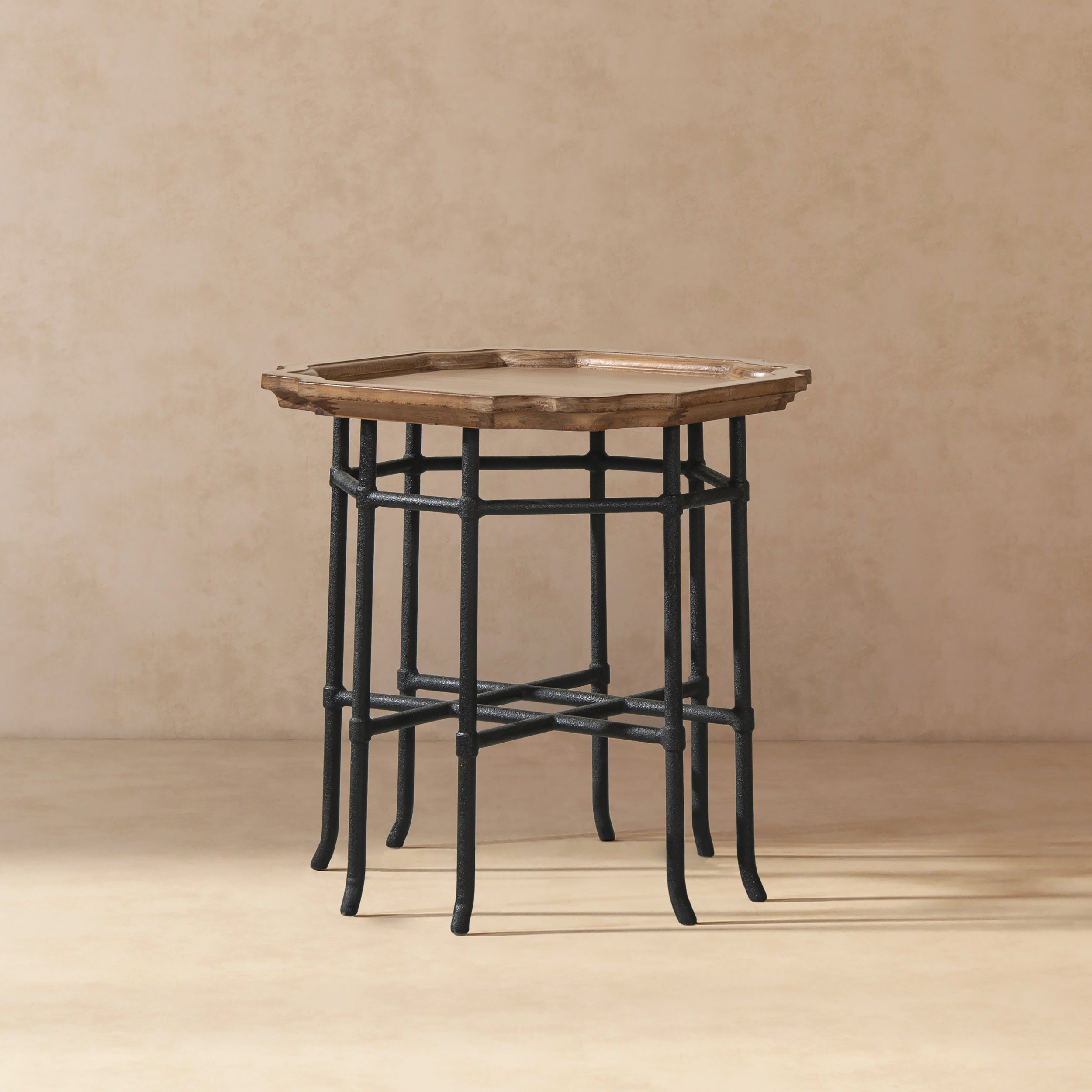 Foundry 24" Square Reclaimed Pine Wood & Iron Side Table Antique