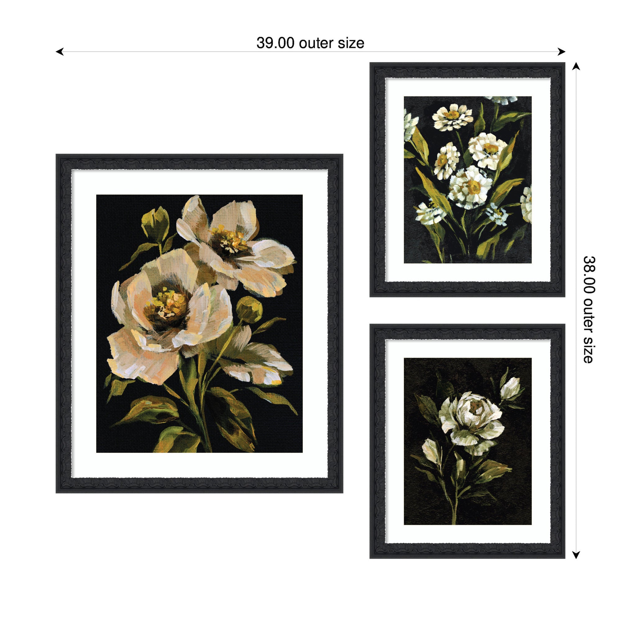 Moody Whites Floral No. 3 3 Piece Framed Wall Art Print Set by Annie Quigley