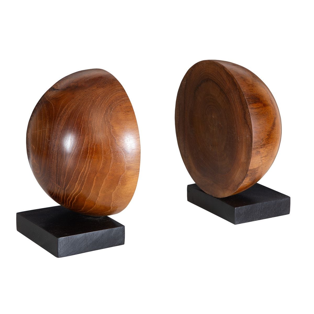 Teak and Noir Bookends - Set of 2