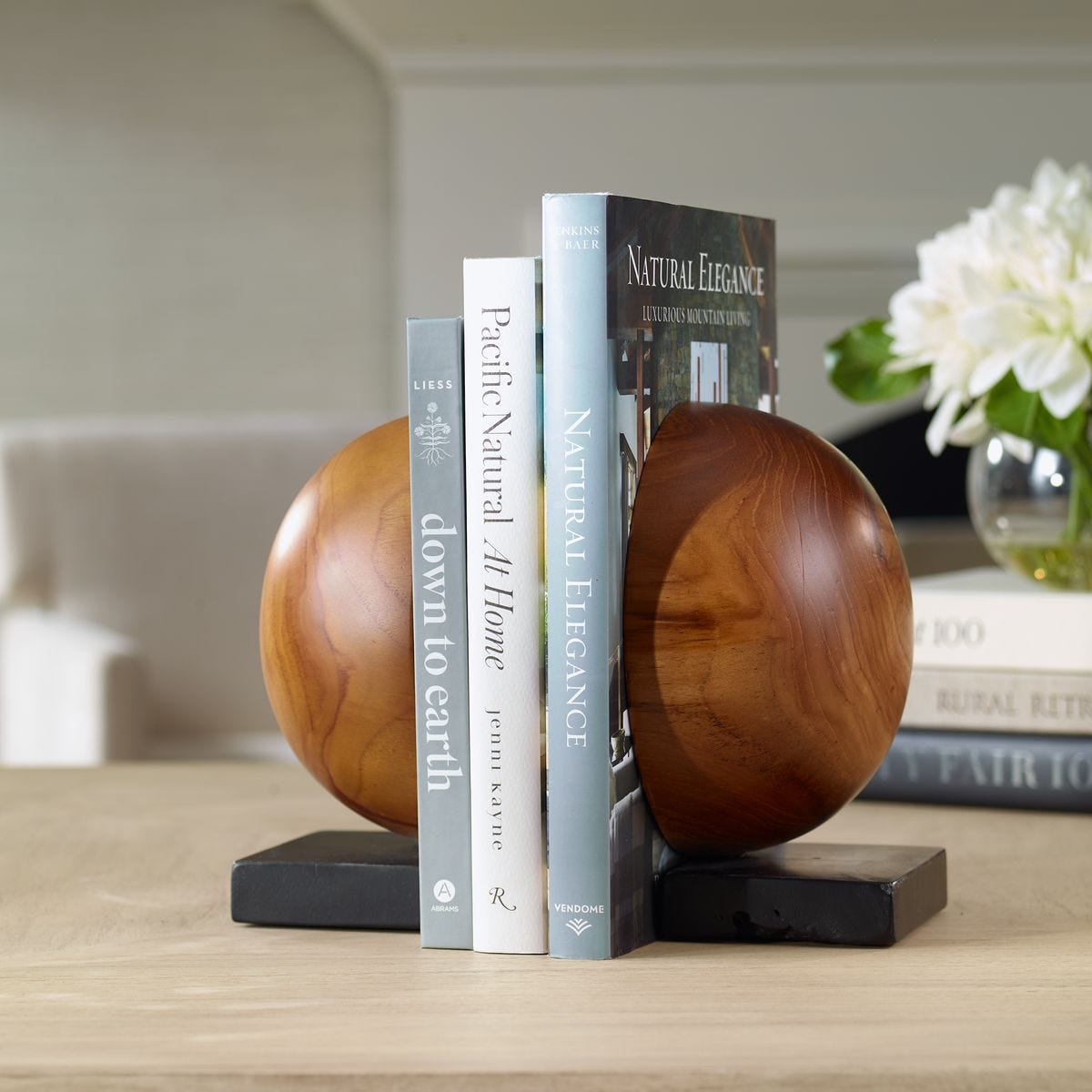 Teak and Noir Bookends - Set of 2