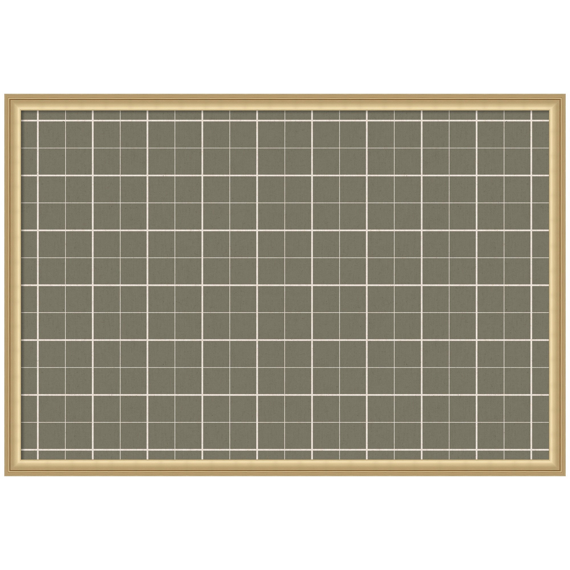 Framed Fabric Pinboard Sage Green Plaid Wall Organization