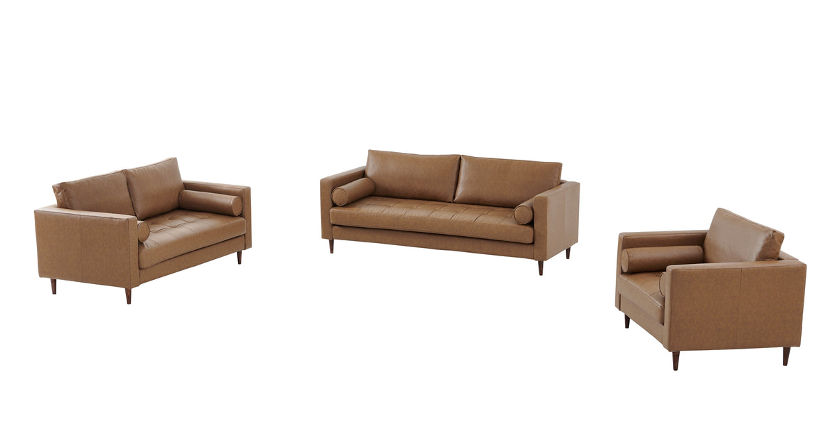 Alessandra Modern Contemporary Eco Leather Sofa - Light Brown