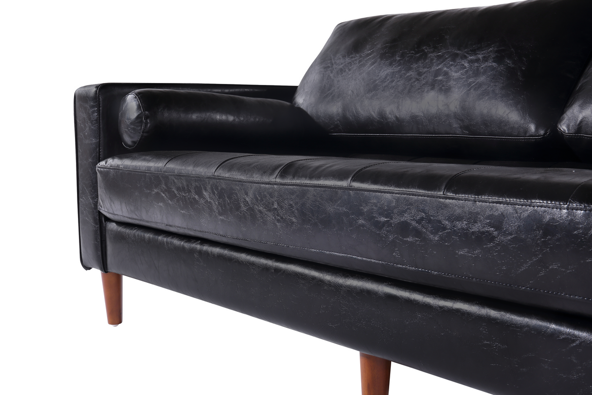 Cosmic Modern Contemporary Leather Sofa - Black