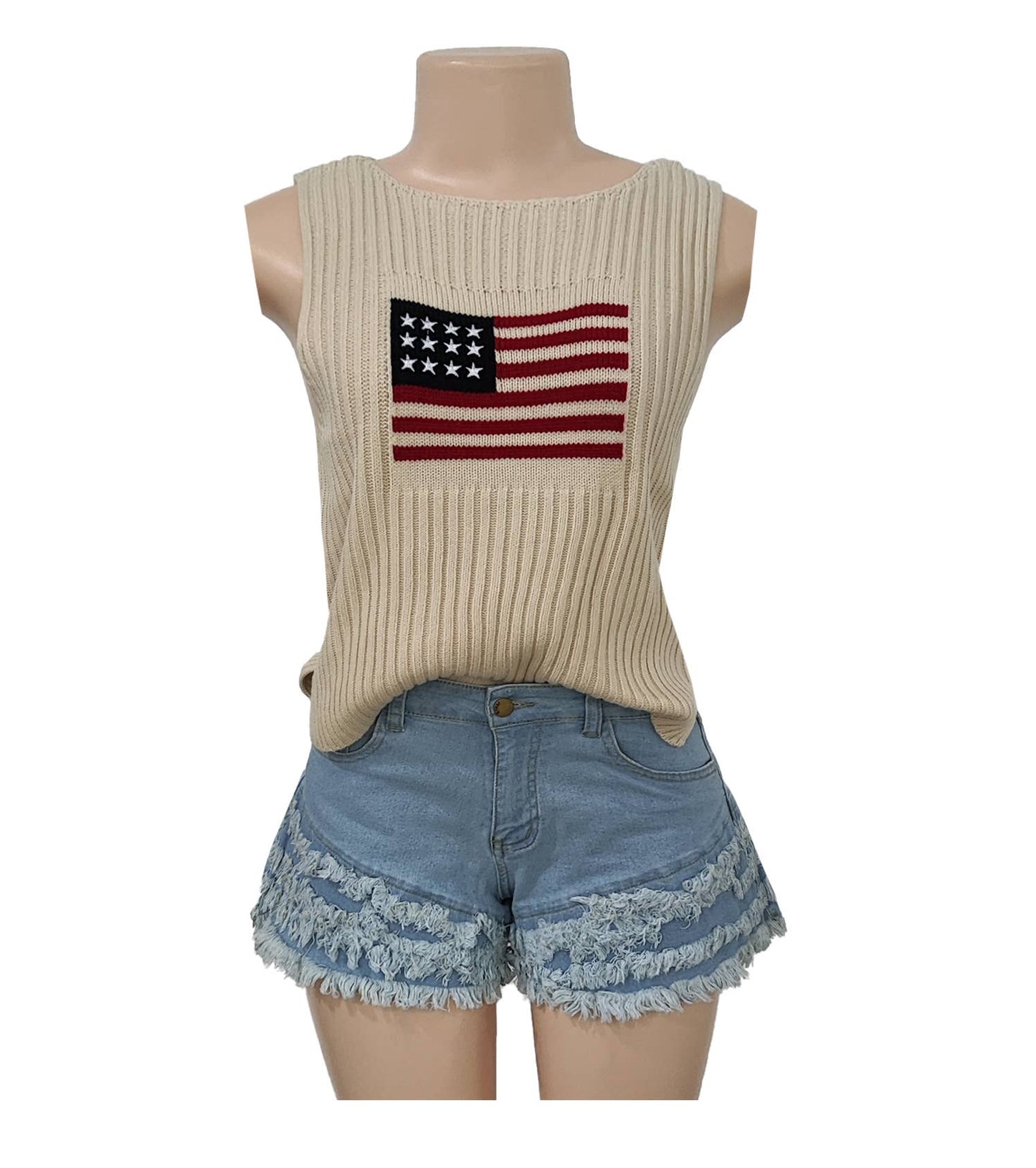 Independence Day Flag Knitted Vest Top