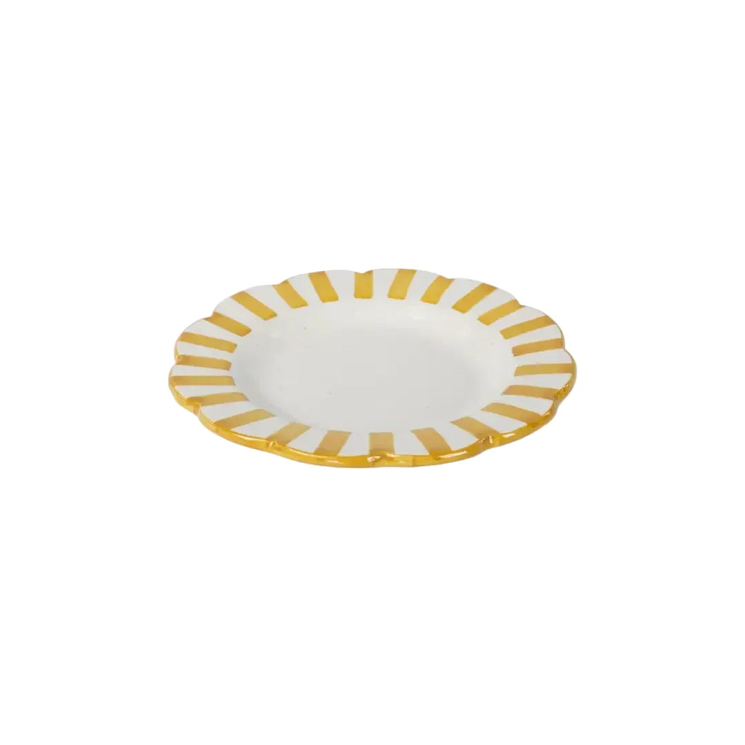 Yellow Stripe Dinner Plate | Handpainted Ceramic (Set of 2)