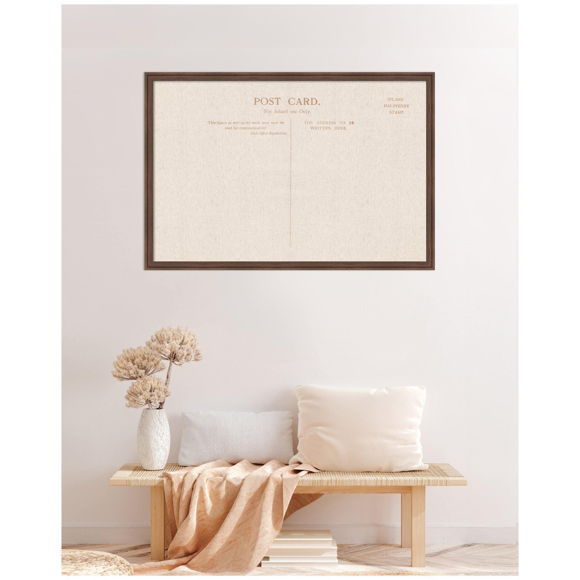 Framed Fabric Pinboard Linen Vintage Post Card Wall Organization