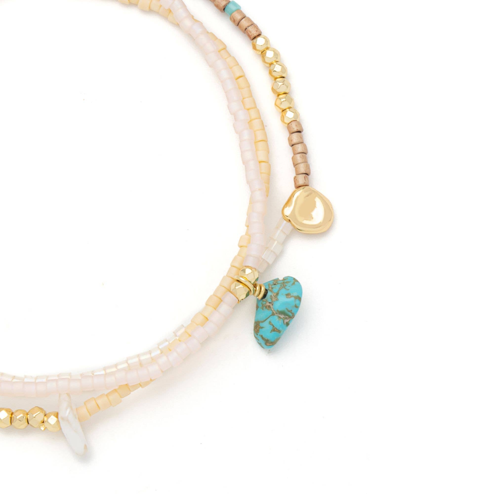 Mixed Media Wrap Bracelet/Necklace - Tranquility/Turquoise/G