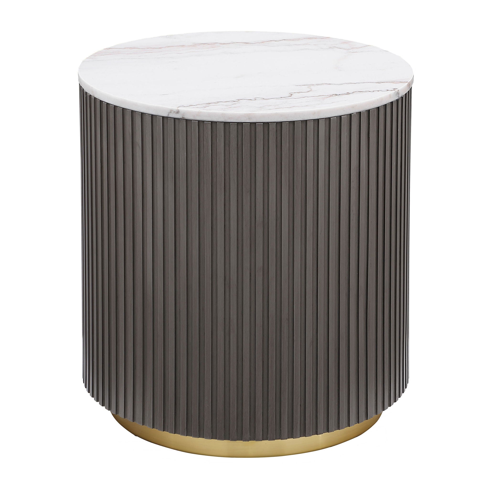 Jason Round White Marble Top Side End Table Charcoal