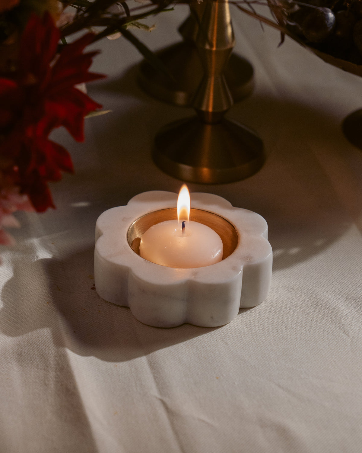 Banswara Marble Flower Candleholder (Diya)