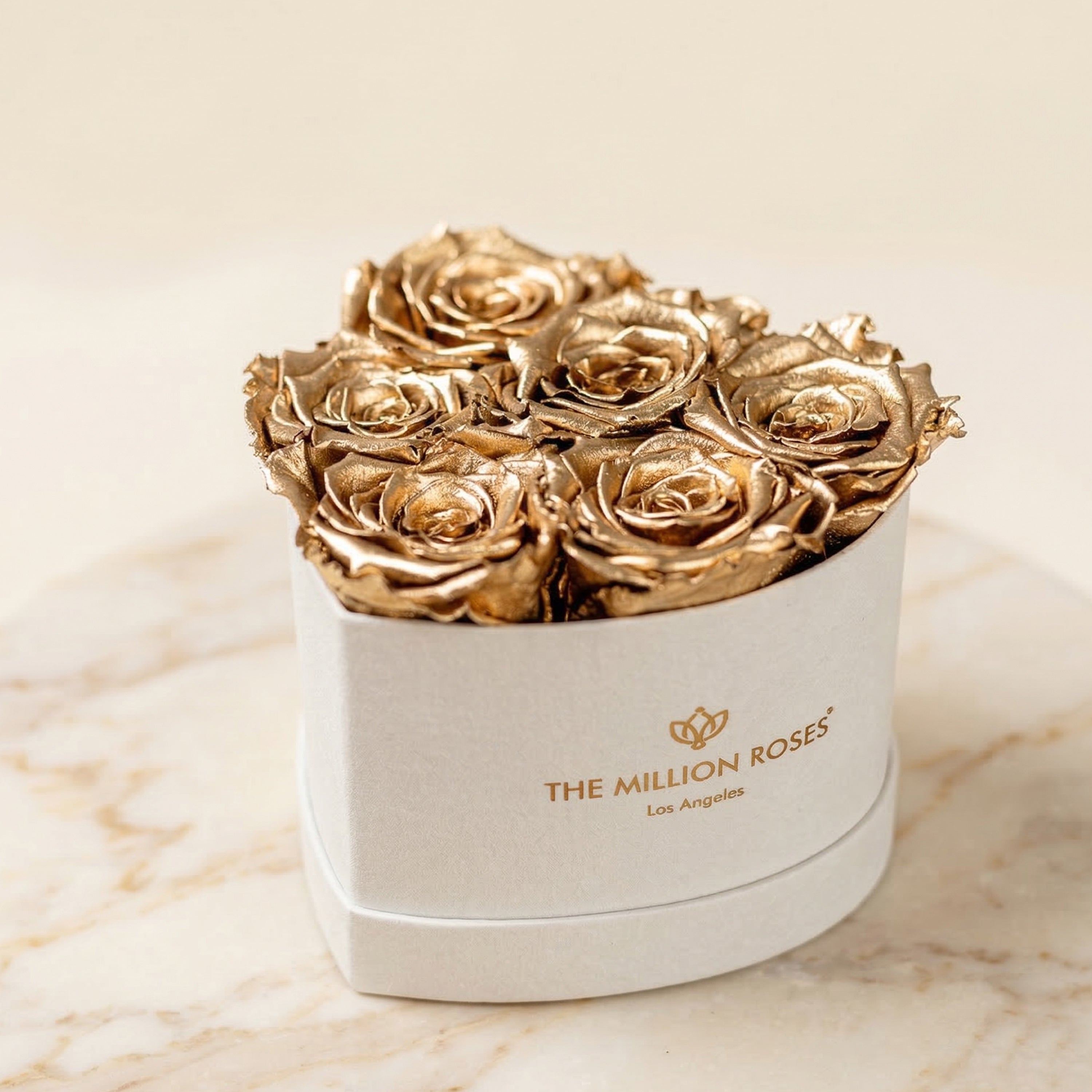 Baby Heart Beige Box | Gold Roses