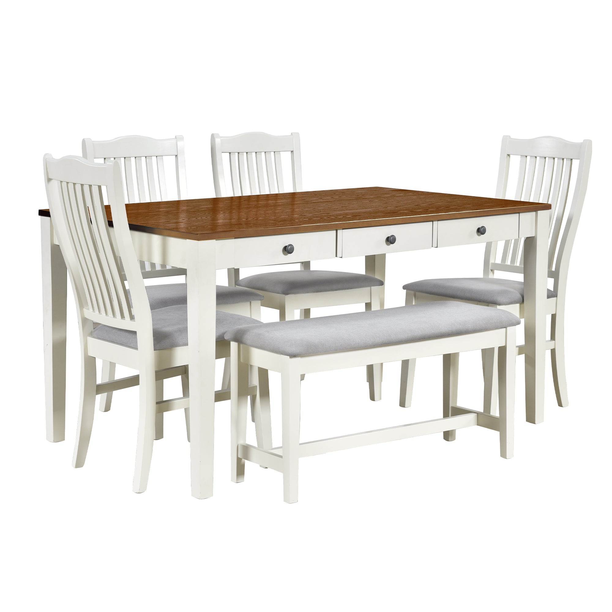 TOPMAX Mid-Century 6-Piece Wood Dining Table Set