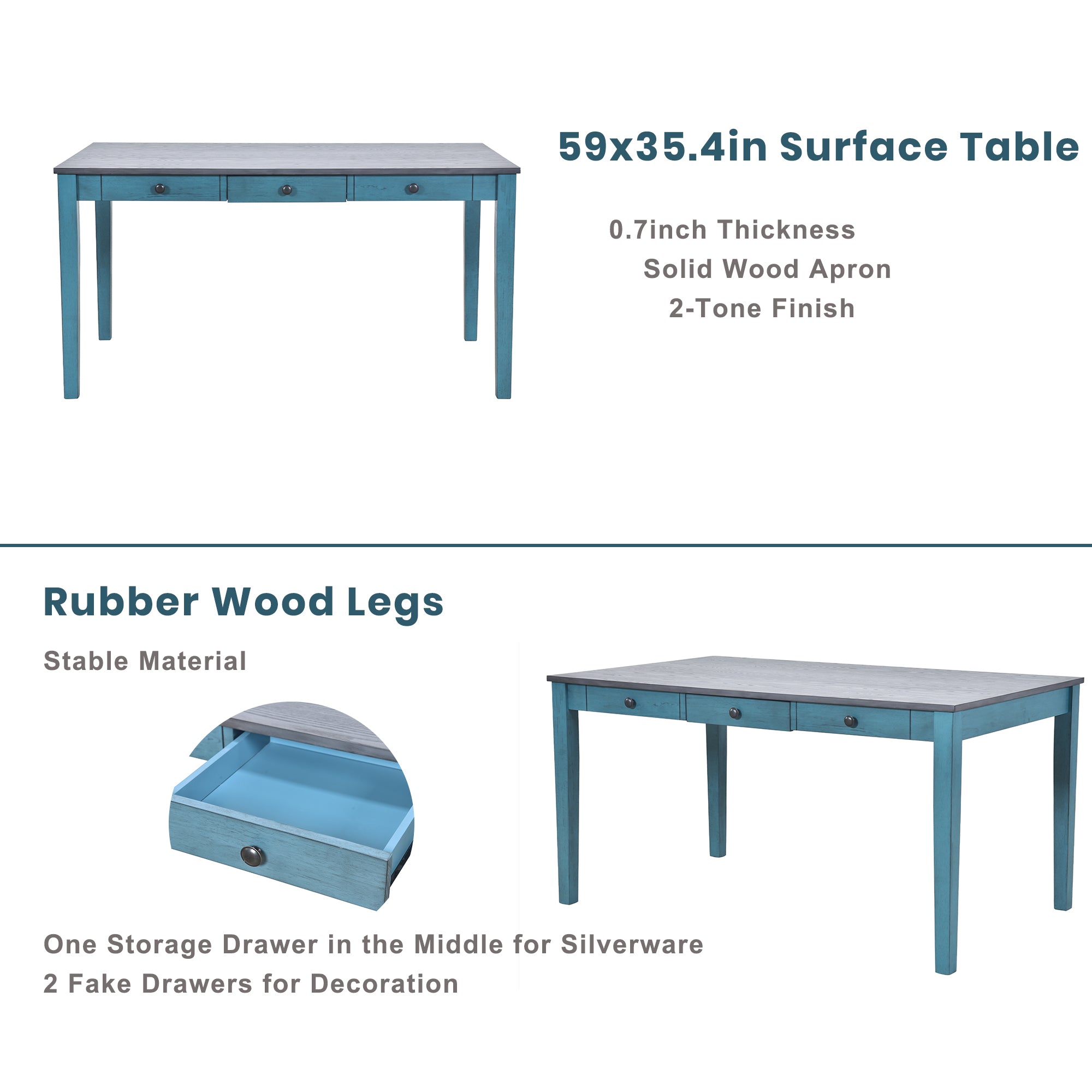 TOPMAX Mid-Century 6-Piece Wood Dining Table Set