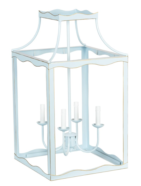 Soft Blue & Gold Large Lantern