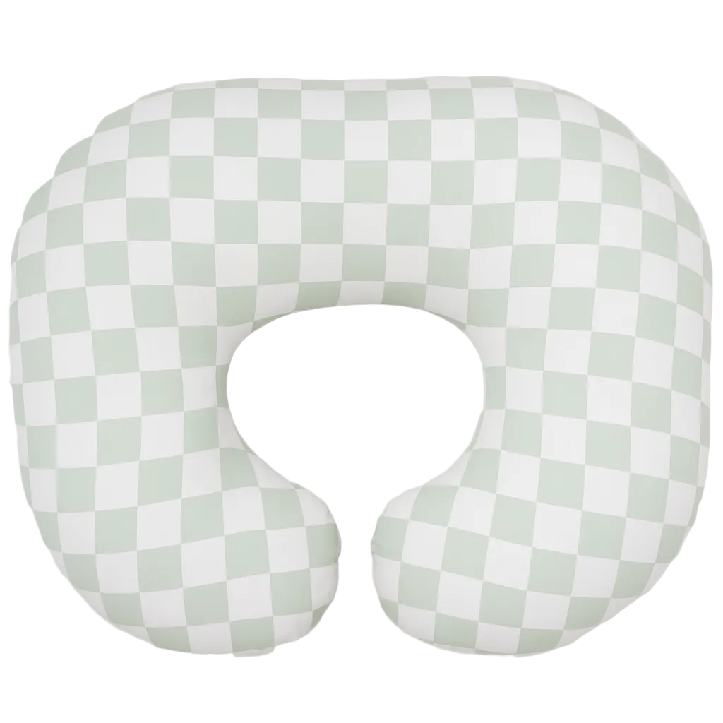 Green & White Checkered Nursing Pillow Cover