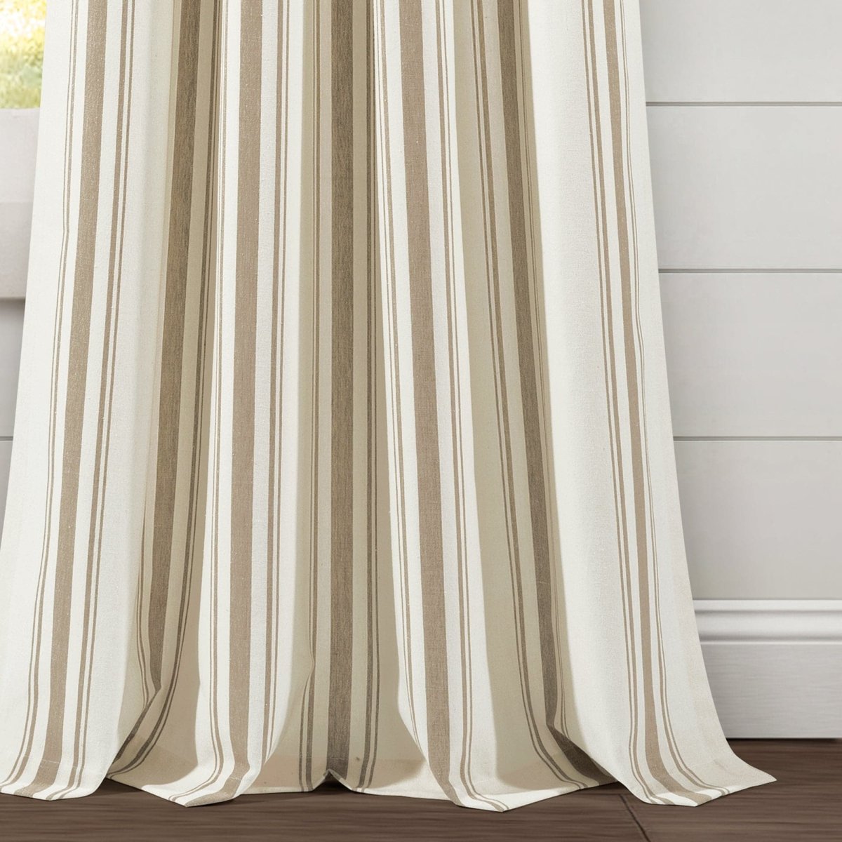 Farmhouse Stripe Yarn Dyed Recycled Cotton Blend Window Curtain Panel Set