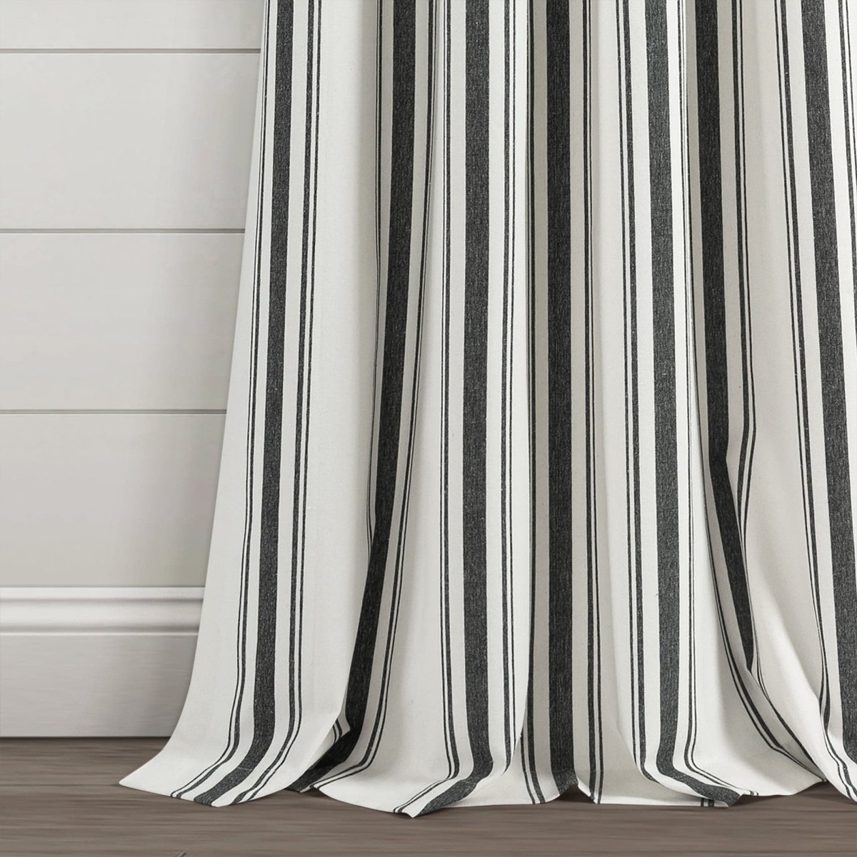 Farmhouse Stripe Yarn Dyed Recycled Cotton Blend Window Curtain Panel Set