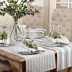 Dauphine Collection Striped Design 100% Cotton Washable Table Runner 16x72 Inch for Restaurants, Indoor Family Dinner or Outdoor Picnics and Parties
