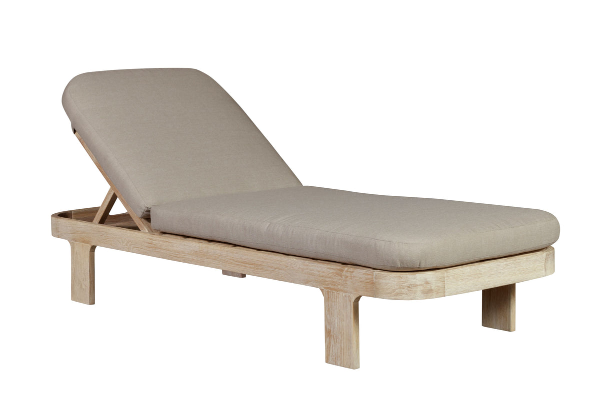 Eclipse Outdoor Solid Teak Wood Natural Look Sun Lounger - Grey Fabric