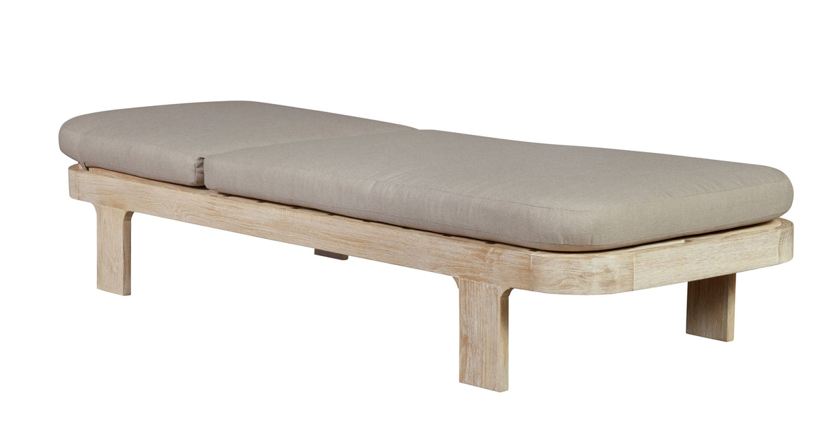 Eclipse Outdoor Solid Teak Wood Natural Look Sun Lounger - Grey Fabric