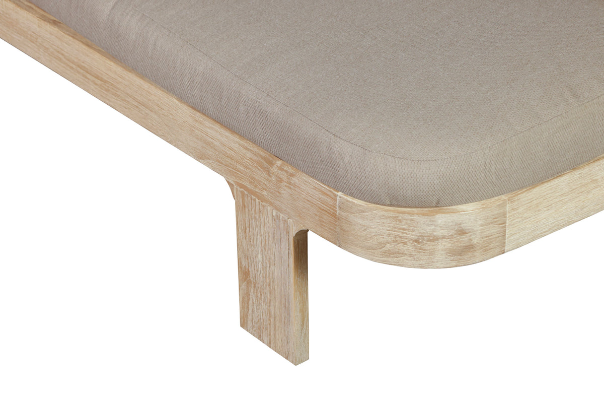 Eclipse Outdoor Solid Teak Wood Natural Look Sun Lounger - Grey Fabric