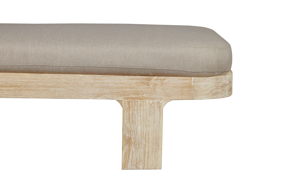 Eclipse Outdoor Solid Teak Wood Natural Look Sun Lounger - Grey Fabric
