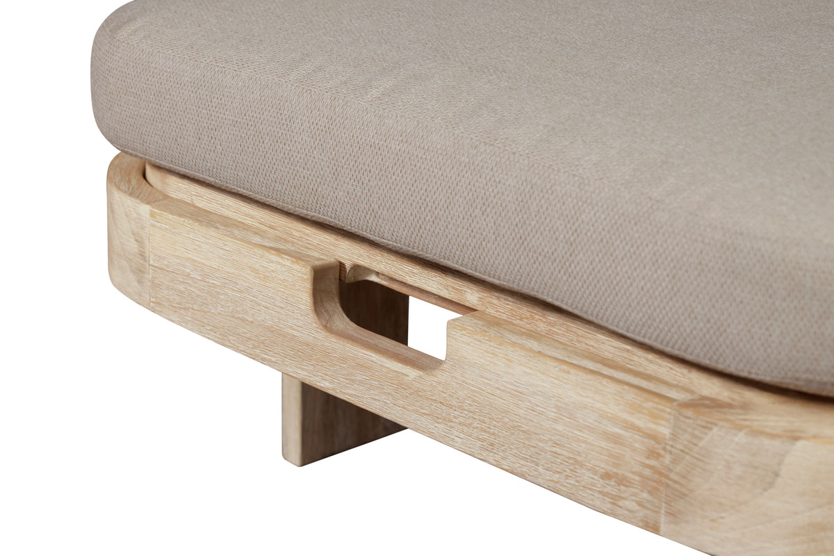 Eclipse Outdoor Solid Teak Wood Natural Look Sun Lounger - Grey Fabric