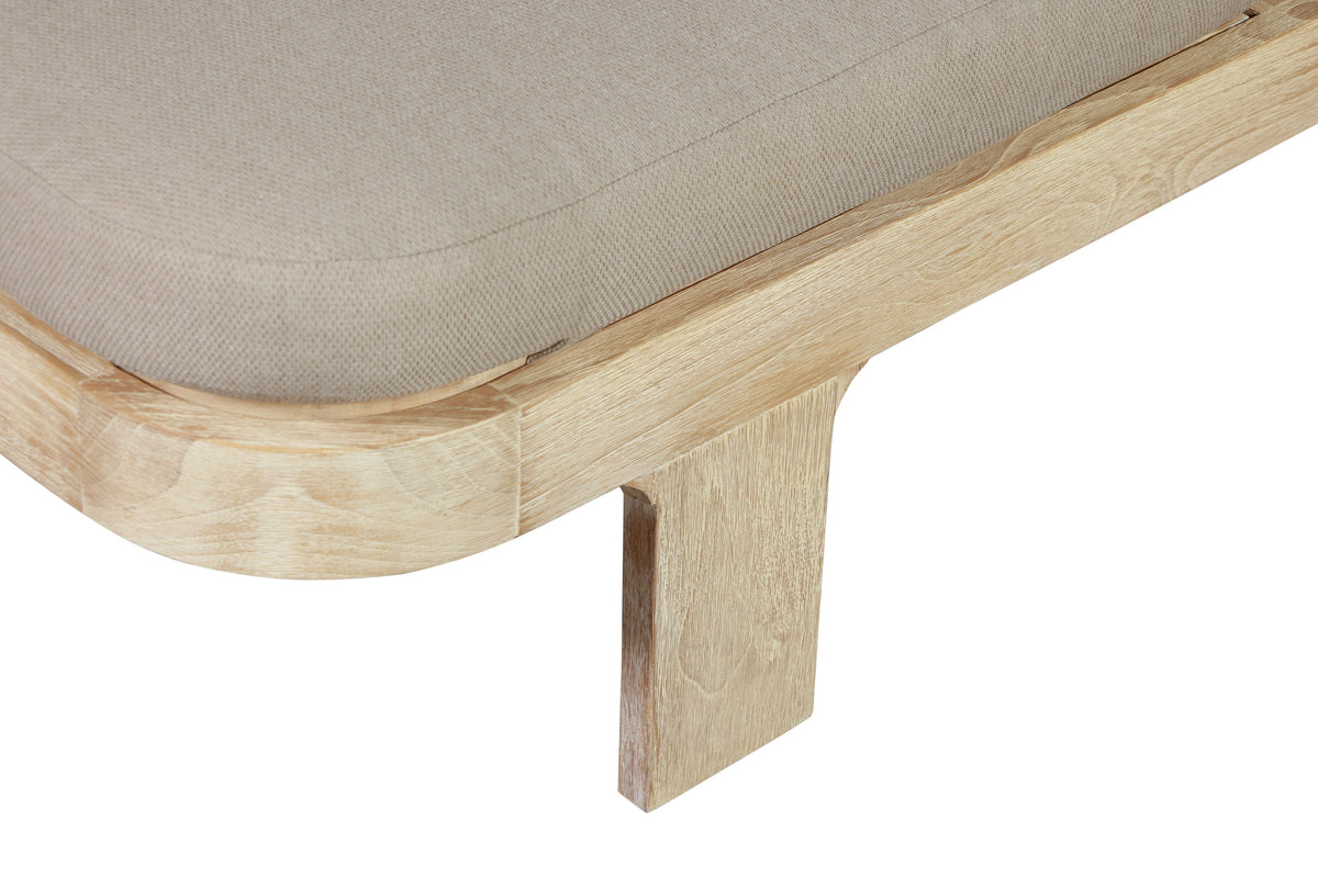 Eclipse Outdoor Solid Teak Wood Natural Look Sun Lounger - Grey Fabric