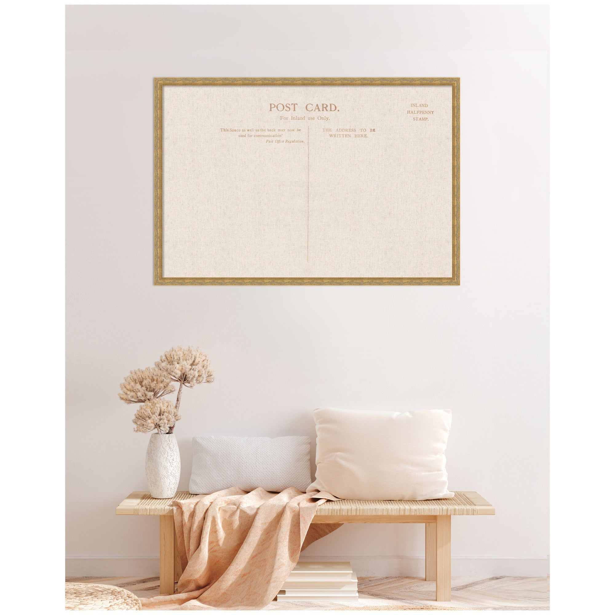Framed Fabric Pinboard Linen Vintage Post Card Wall Organization