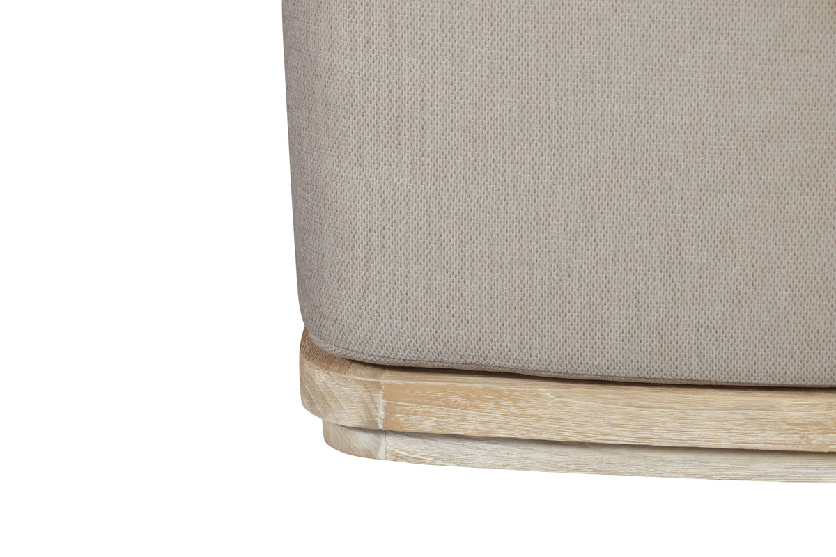 Eclipse Outdoor Solid Teak Wood Ottoman Natural Look - Gray Fabric