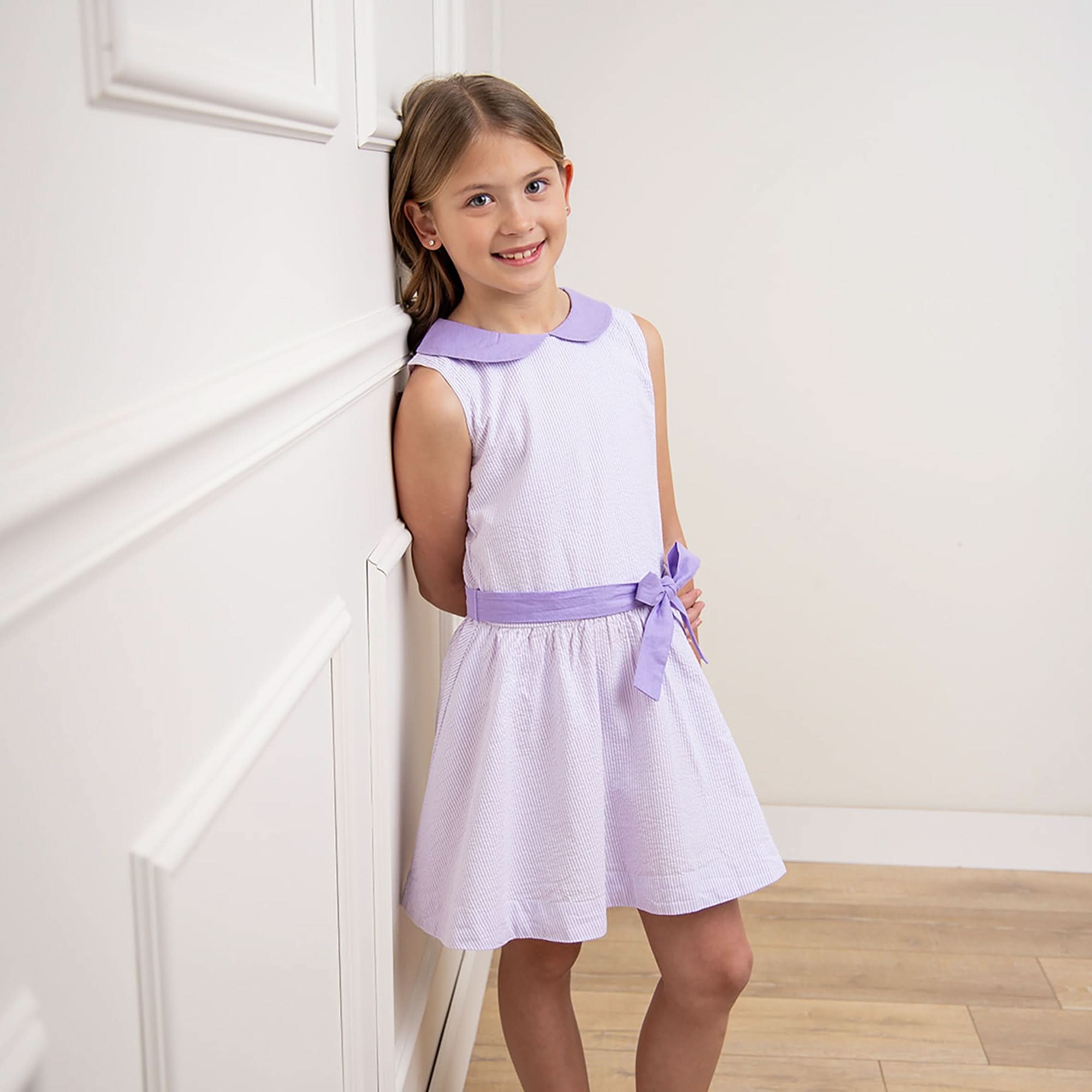 Organic Seersucker Peter Pan Collar Dress