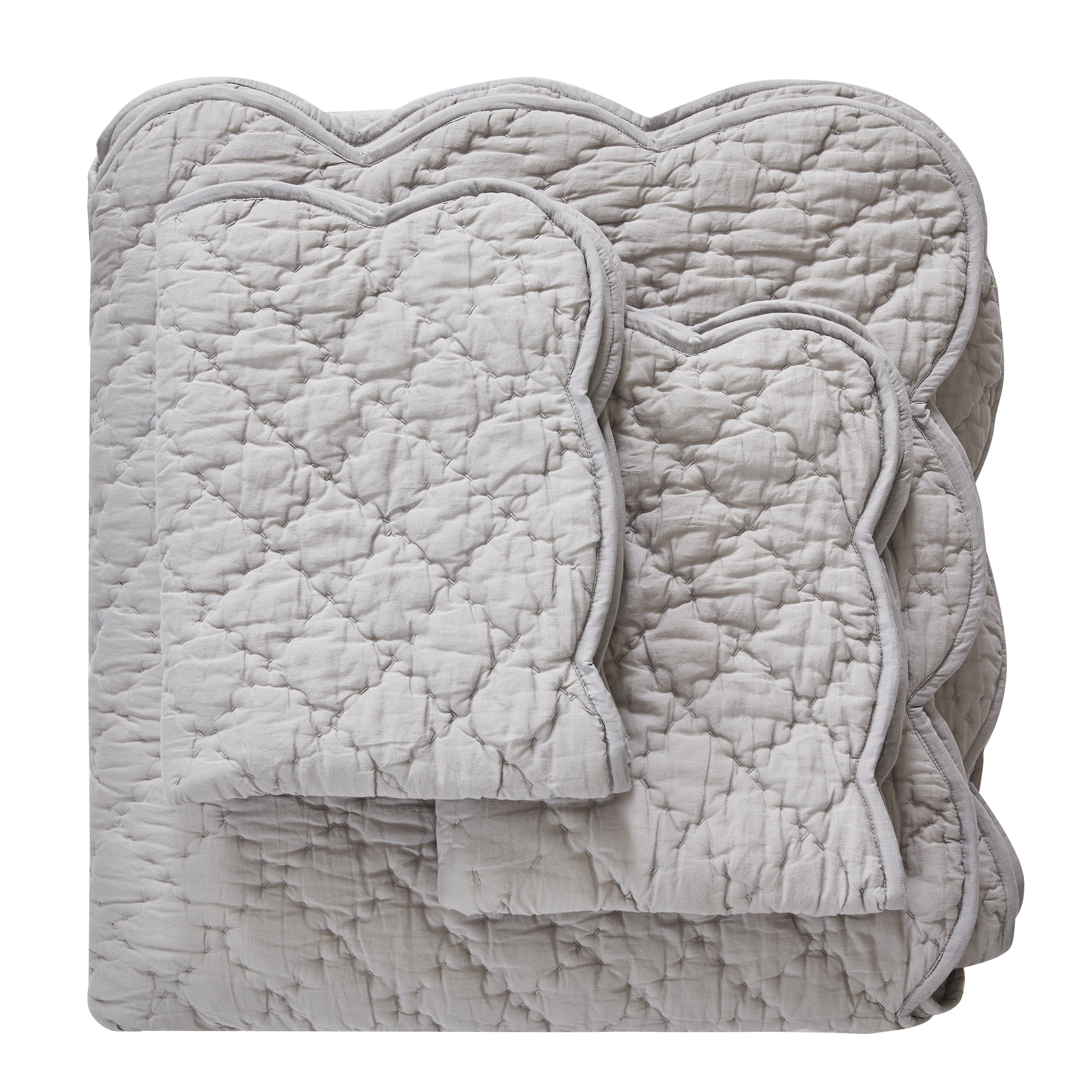 Diamond Scallop Cotton Voile Hand Stitched Quilt Set